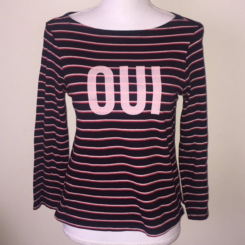 Cinq a sept Oui Breton Boatneck Tee Sz Small